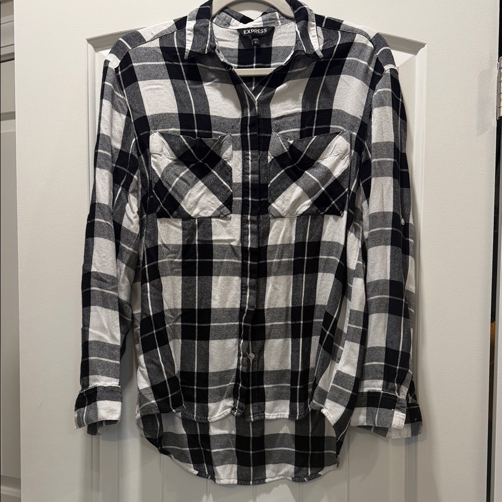 Express Monochrome Checkered Button-Up